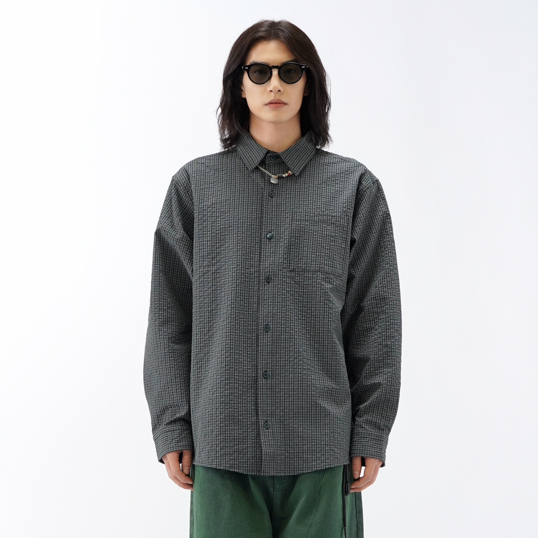 宽松 轻薄设计慵懒休闲经典格子衬衫 8300