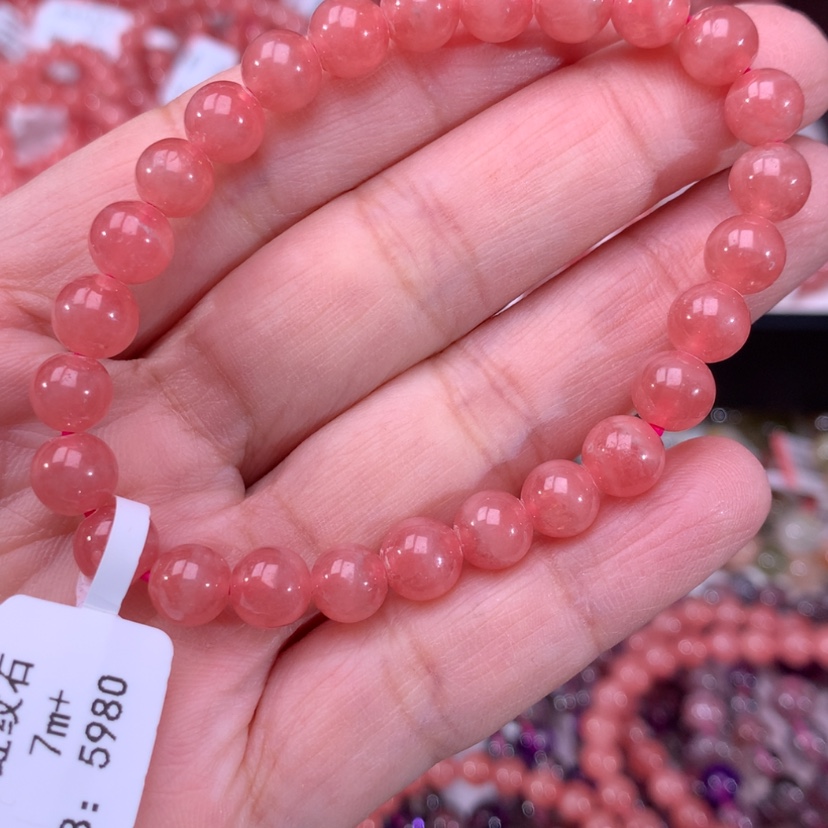 【闪购商品】菱锰矿（红纹石）手链合金S****?红纹石7