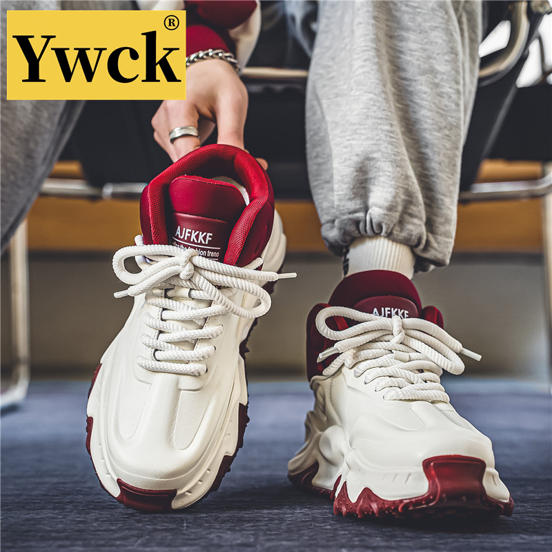 YWCK男鞋春季新款休闲防滑增高老爹鞋青少年加绒加厚百搭运动潮鞋