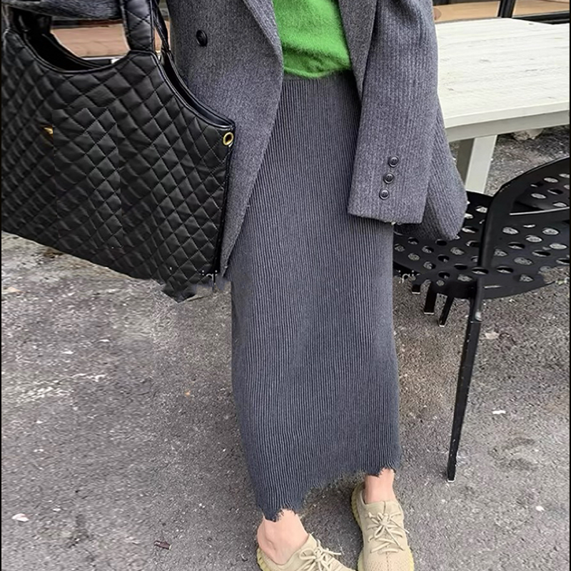 【撕边流苏裙】【小A裙】「超萌好物」设计款针织加厚孕妇半身裙秋冬季