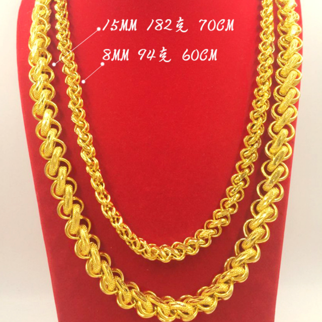 合金项链 合金材质【泰链项链】潮男霸气时尚素款潮流经典金色扁平