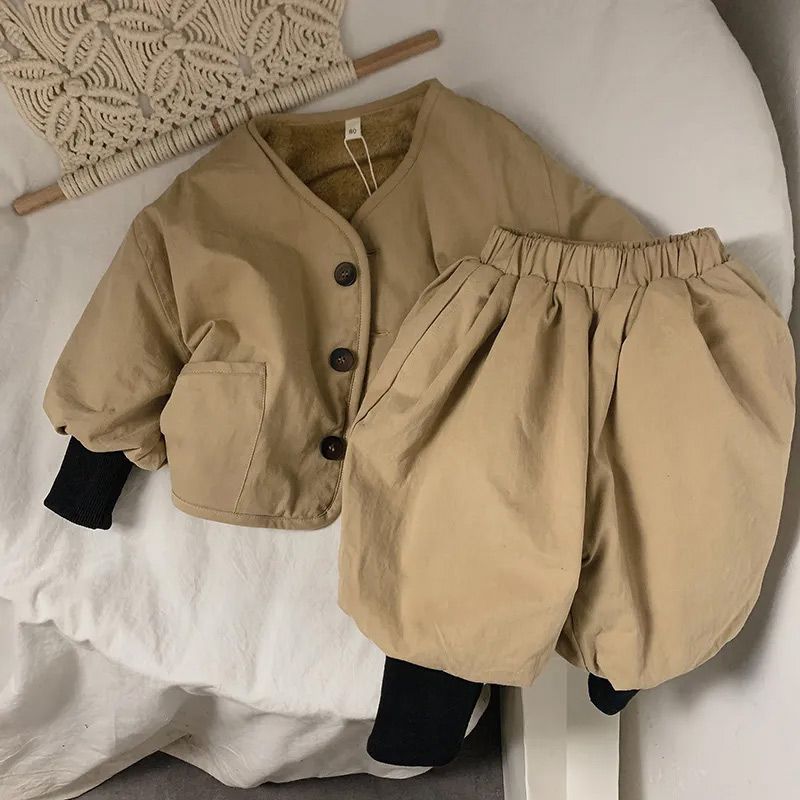 巴拉拉吧儿童加绒外套童款秋冬季棉服小童加厚宝宝外套男女冬季款