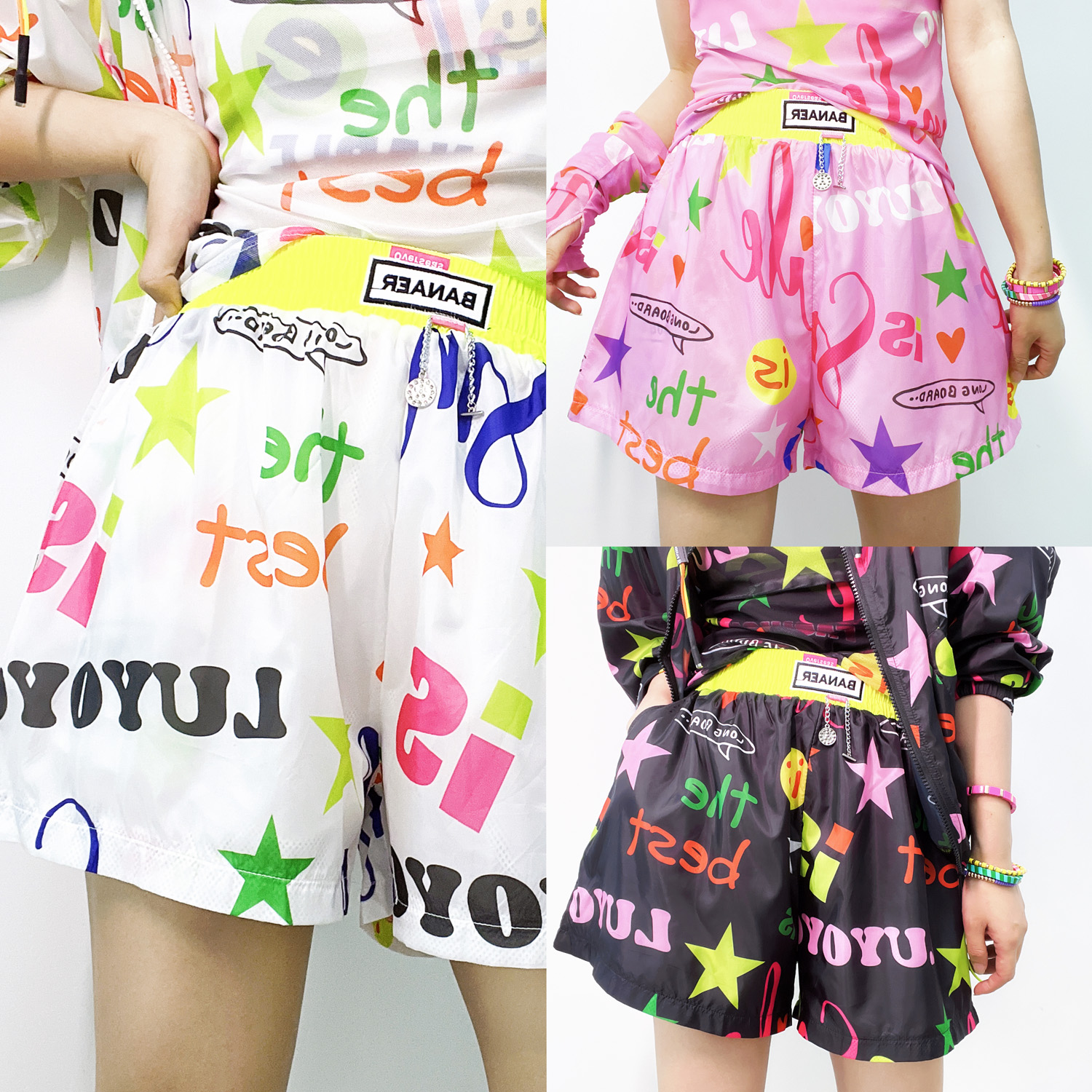 清仓A521夏装新品原创百搭宽松运动休闲减龄紫色休闲速干短裤女