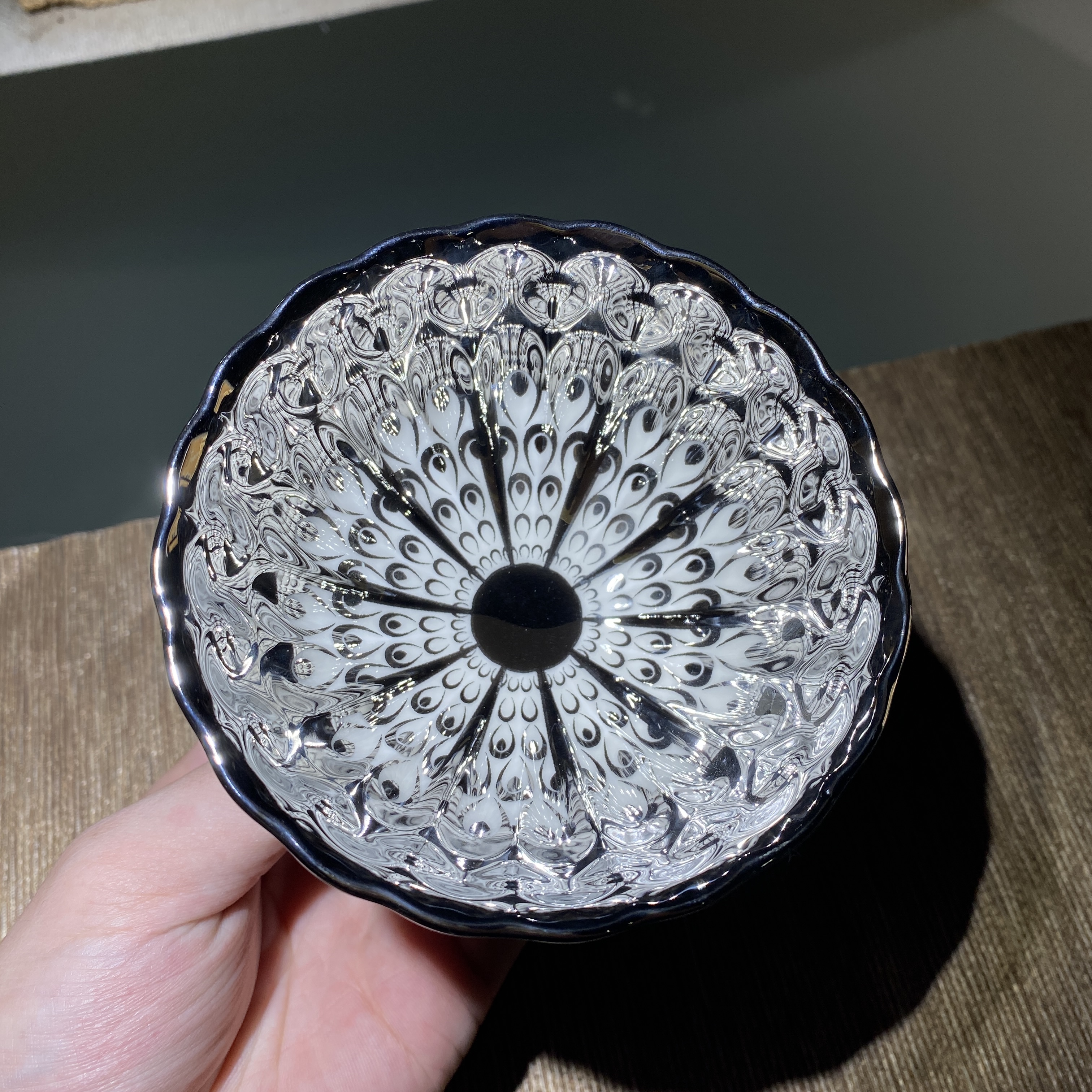 【冰清玉洁】银孔雀 高端精美手工太阳花主人杯