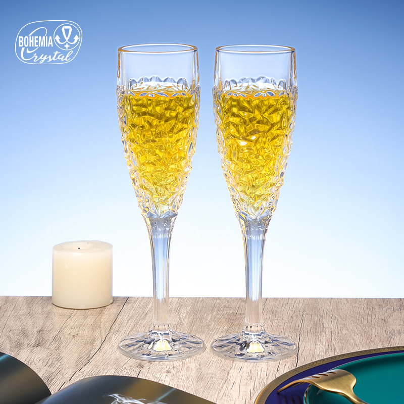 莱克斯捷克进口高档水晶创意家用香槟杯结婚伴手礼婚庆对杯礼盒装
