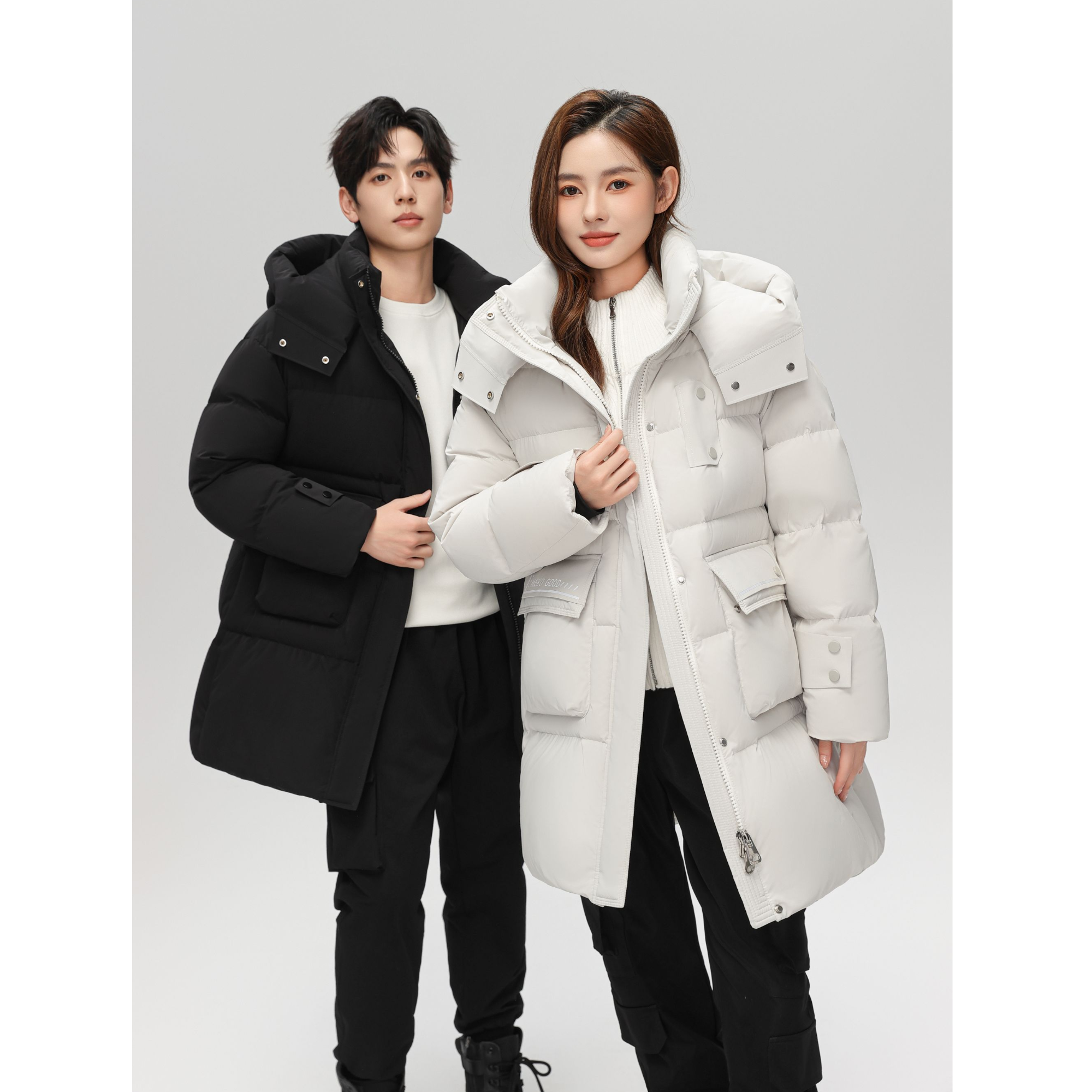 雪中羽皇时尚高级轻户外百搭收腰女士纯色保暖羽绒服鸭绒连帽韩版