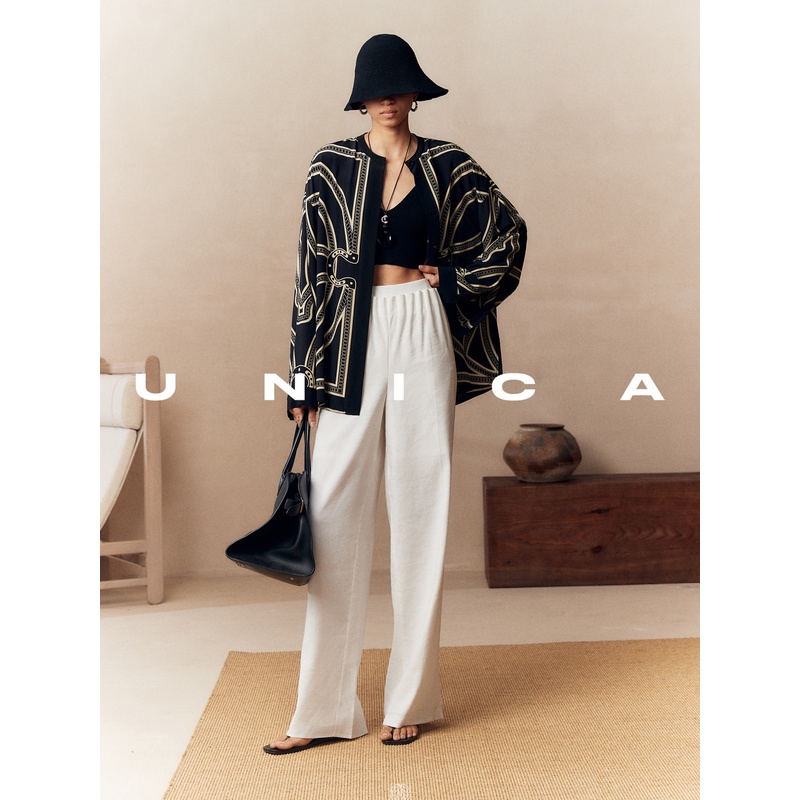 UNICA/经典原创小马图腾_18姆米桑蚕丝高时髦防晒廓形衬衫