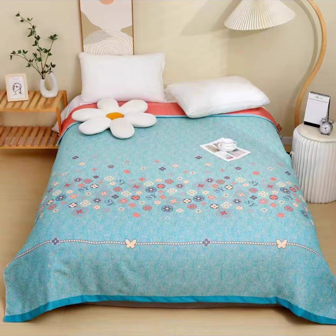 【墨蓝】150*200cm纯棉纱布多功能亲肤床盖