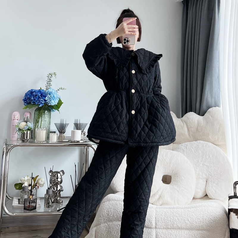 pinkgrape2024新款睡衣女冬季三层夹棉加厚套加绒家居服2478217