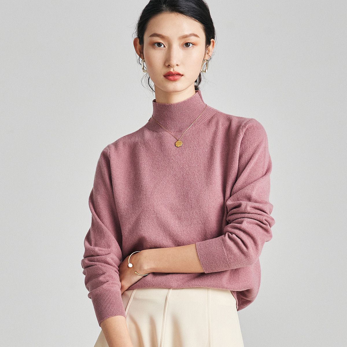 PALUOPO/帕罗秋冬半高领套头针织打底羊绒衫ET21328R-B