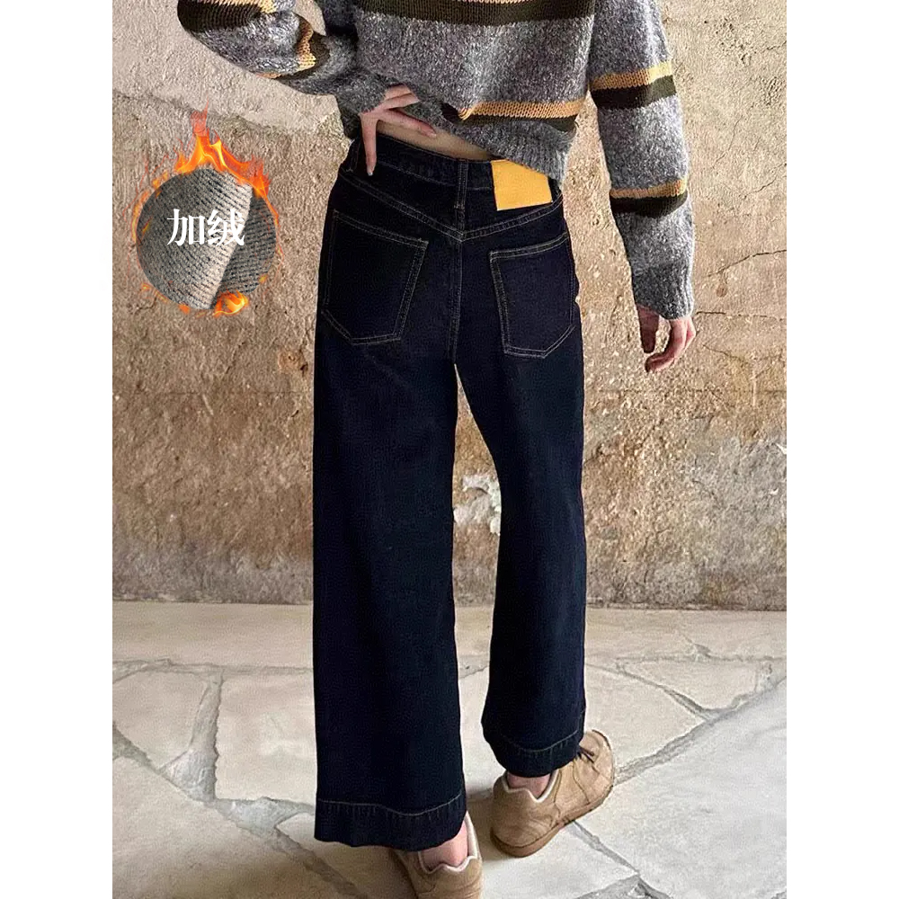 SU 【058-2】65花 愫领 MWMA加植绒百搭潮裤王九分显瘦阔腿奶奶裤~