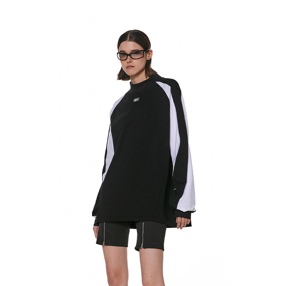 IMXS潮牌原创拼色徽章圆领长袖卫衣女新款春季设计感宽松上衣男