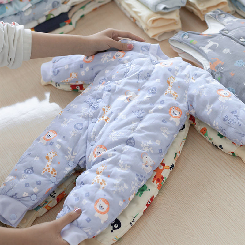 宝宝连体衣婴儿手工纯棉花加厚抱衣外出新生儿夹棉保暖哈衣秋冬