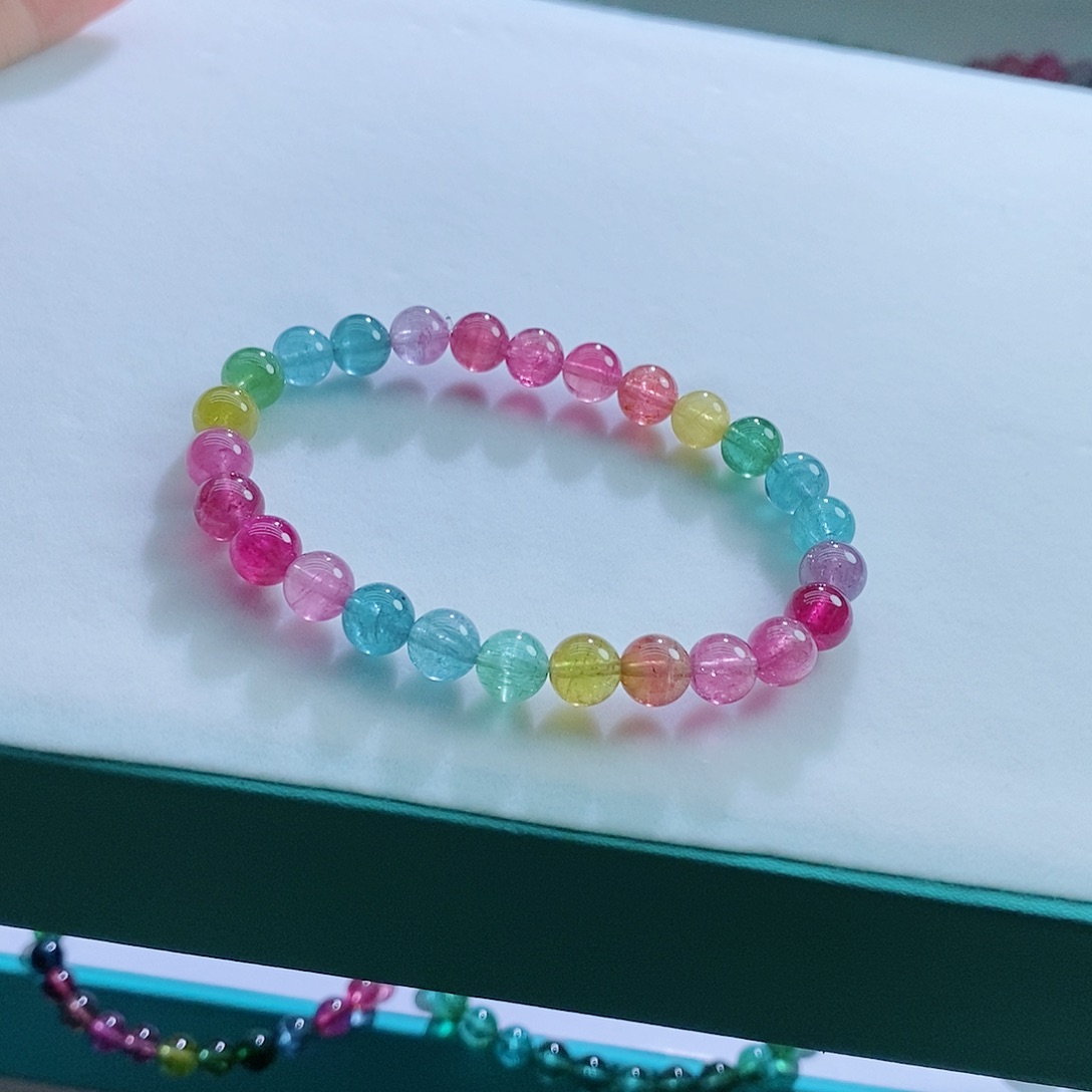 碧玺手链未镶嵌6.8mm左右