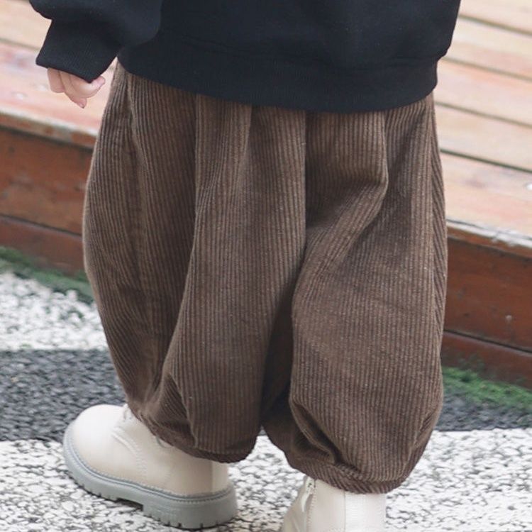 童装春秋款儿童灯芯绒裤子男童韩范男女宝宝婴童加绒灯笼裤阔腿裤