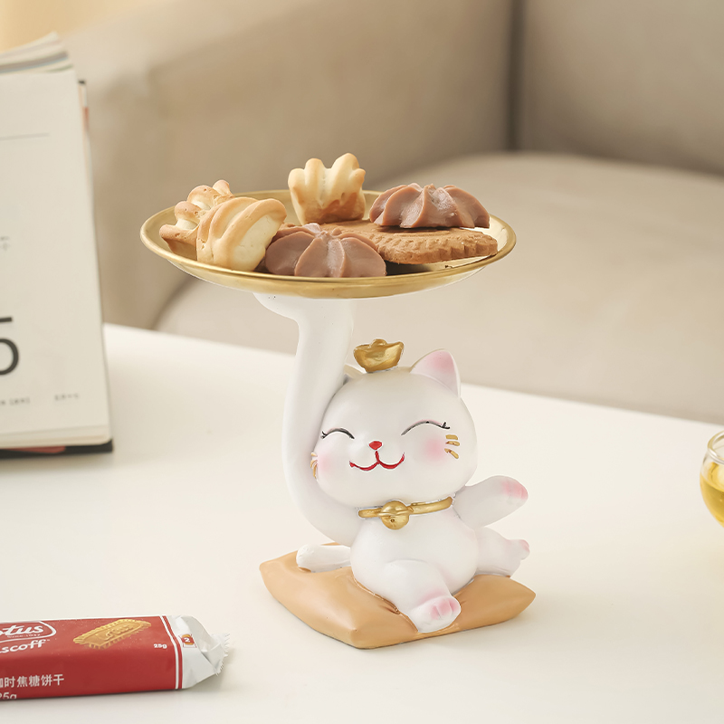 创意招财猫钥匙收纳摆件进门入户玄关家居装饰品乔迁新居开业礼物
