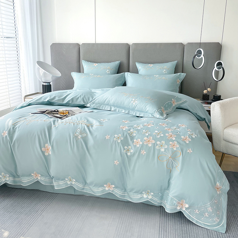 【花香魅影】长绒棉刺绣花四件套高档礼盒装轻奢全棉纯棉亲肤丝滑