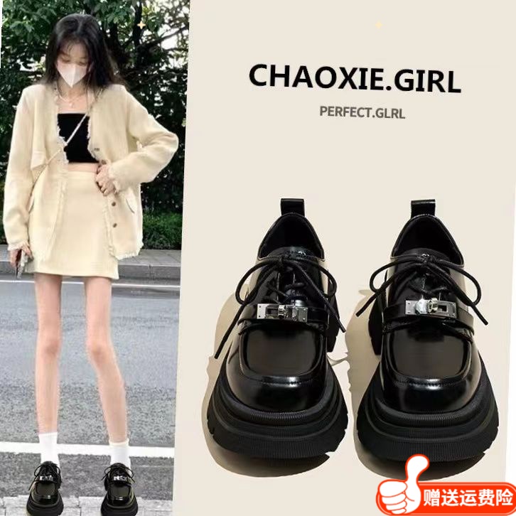 红蜻蜓牌英伦风小皮鞋女2023夏季爆款增高乐福鞋配裙子玛丽珍单鞋