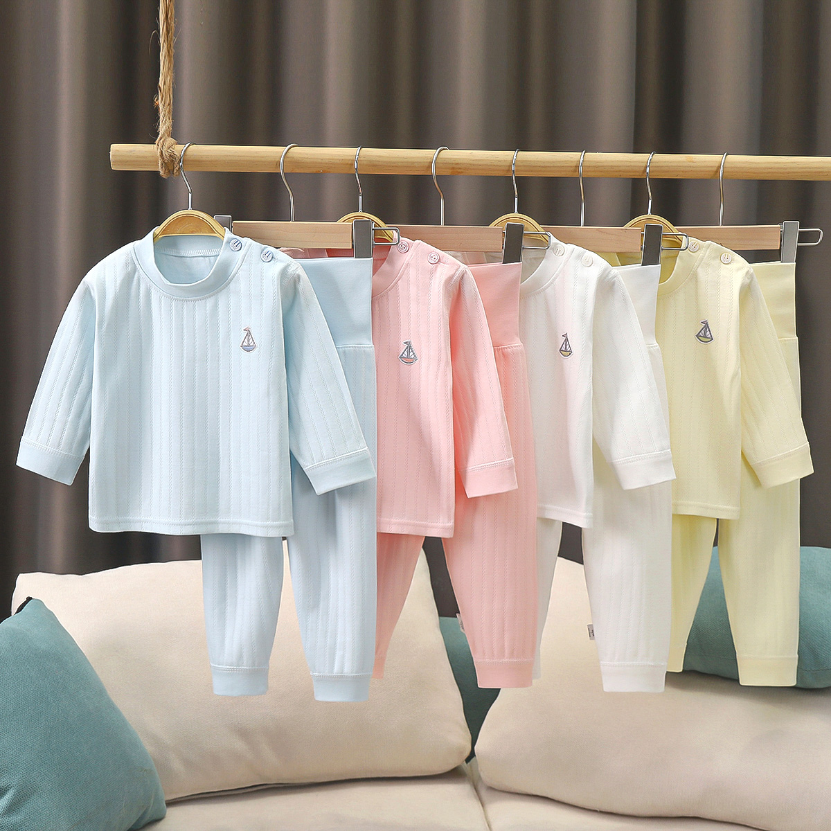 宝宝秋衣秋裤套装无骨纯棉婴儿长袖护肚裤儿童男女童秋冬保暖睡衣