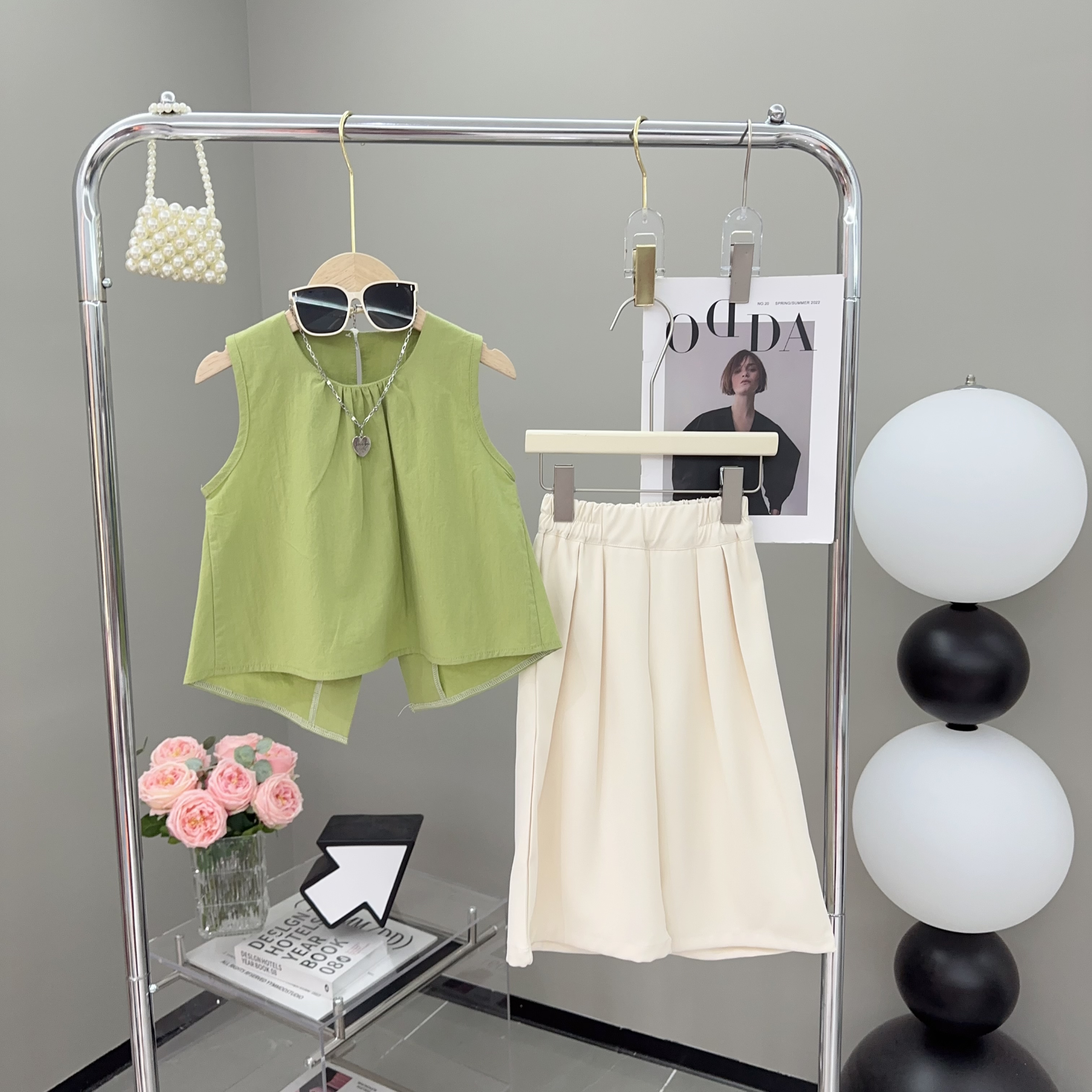 2024新款夏季韩版时尚百搭纯色女童上衣+裤子--Y2479