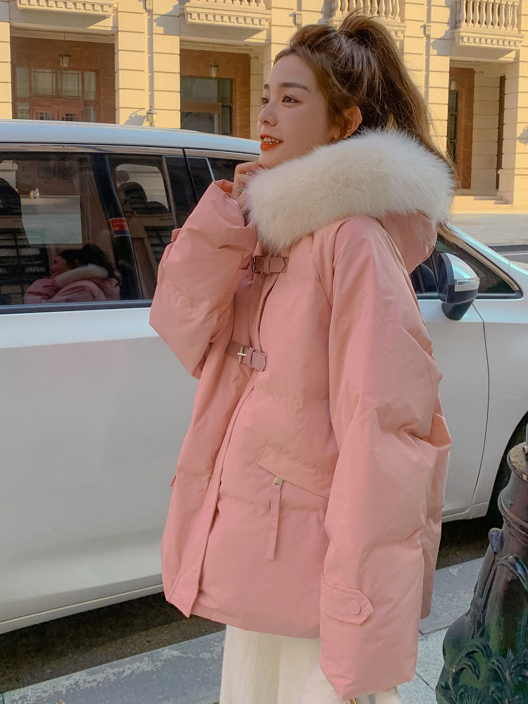 领格大毛领粉色羽绒羽绒服羽绒服女冬季外套加厚今年流行爆款棉服