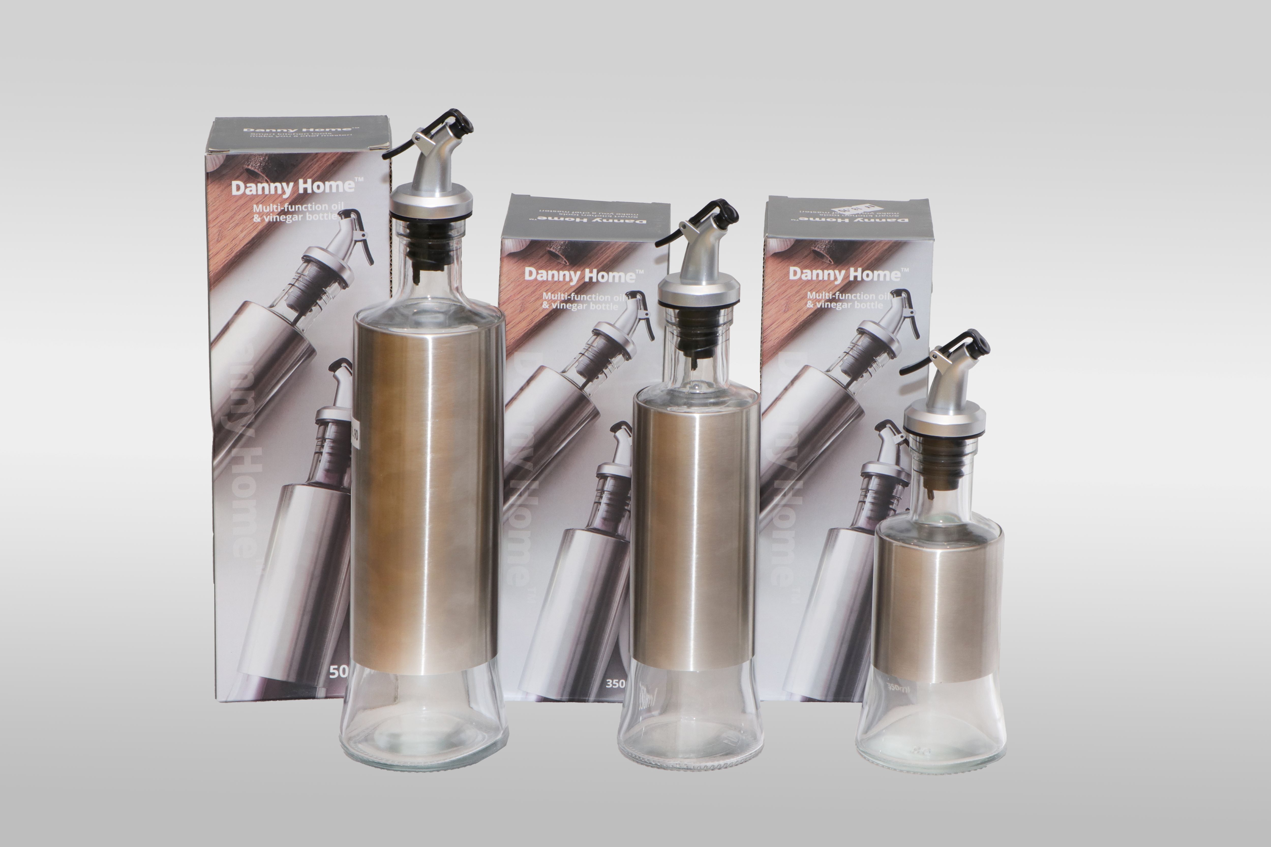 【小厨具】DH2826 DannyHome不锈钢玻璃调三种大小调料瓶