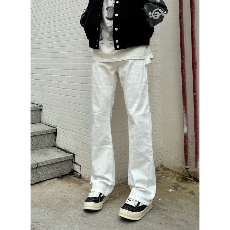 517弹力微喇牛仔裤高街vibe白色长裤微喇裤款裤子直筒裤秋季1238