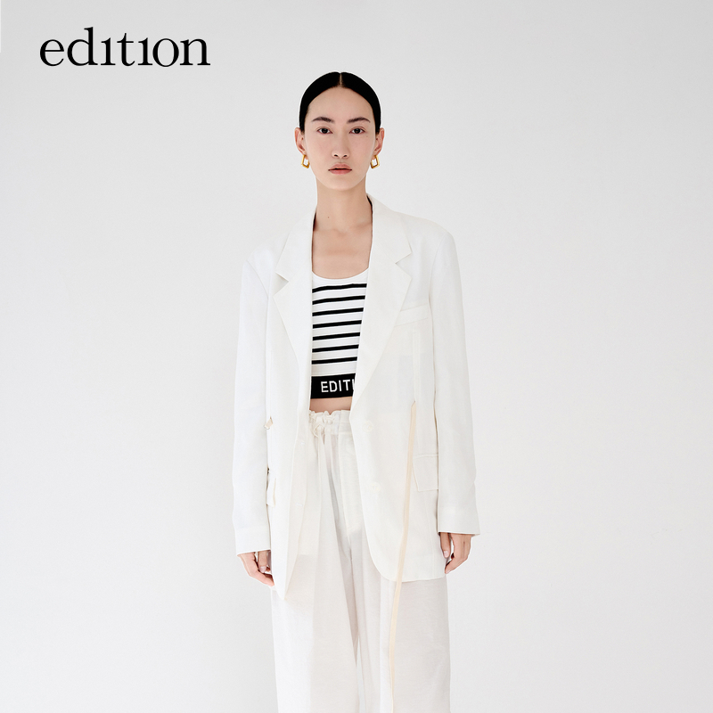 【商场同款】edition欧若风夏款亚麻西装外套女配绑带#EBC2BLA006