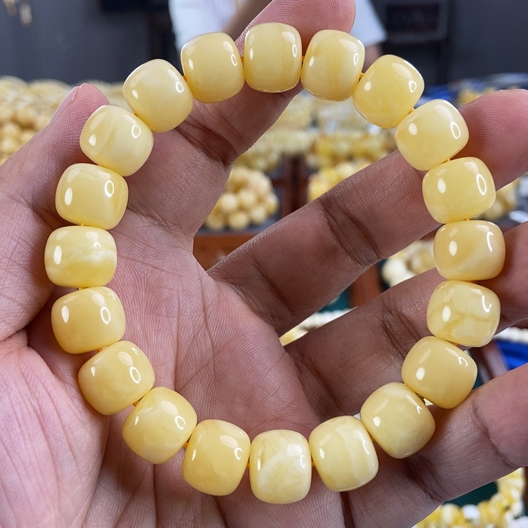 琥珀珠宝奇石未镶嵌13+浓蜡老型手串25.68