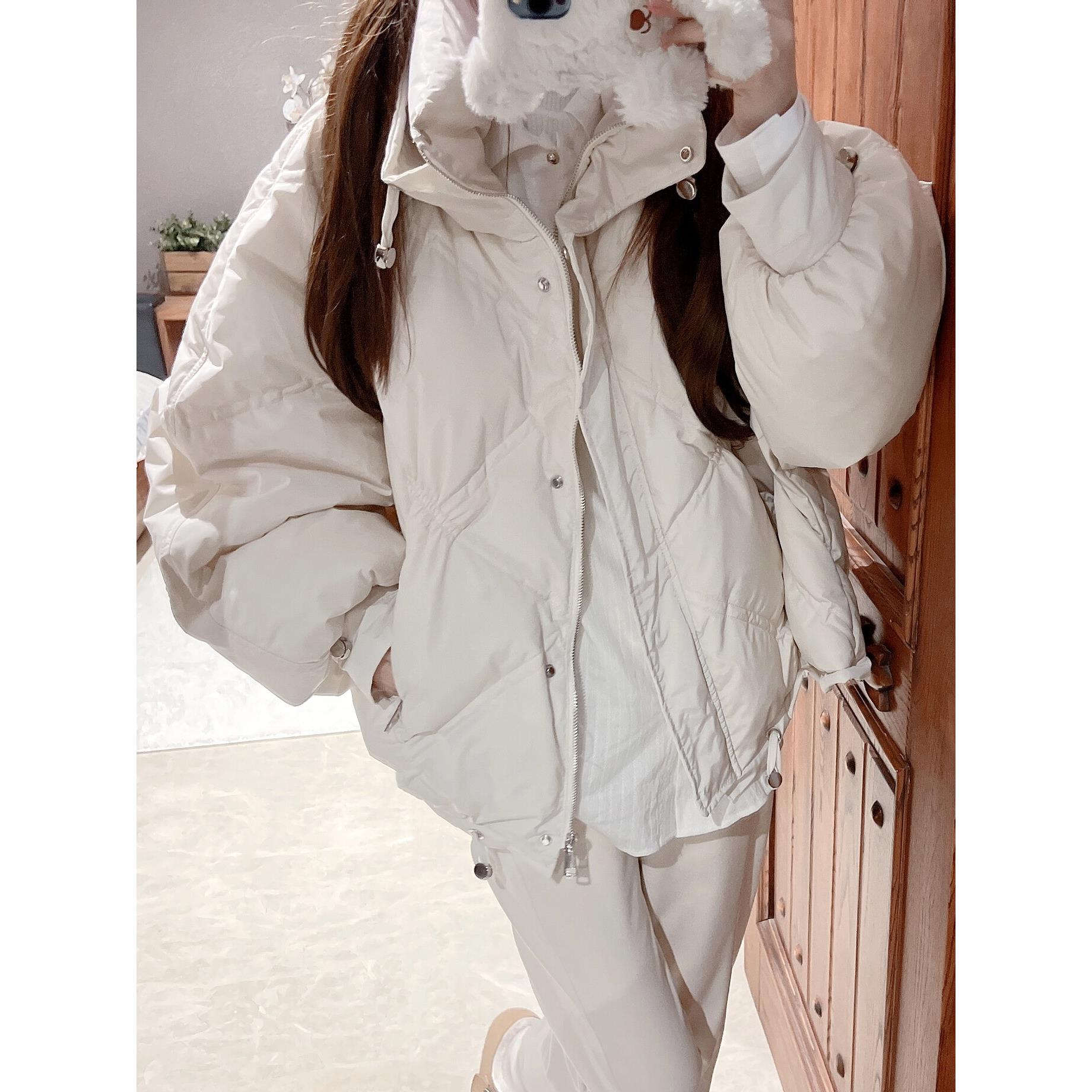 雅鹿冬季加厚羽绒棉服女韩系宽松学生设计感小个子短款棉衣面包服