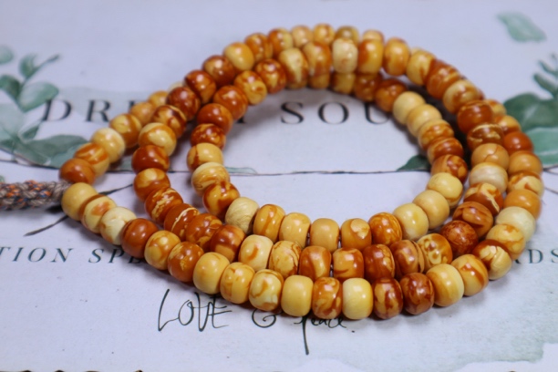 天然琥珀蜜蜡老型108佛珠尺寸8.6mm男士女士精美简约时尚项链多圈