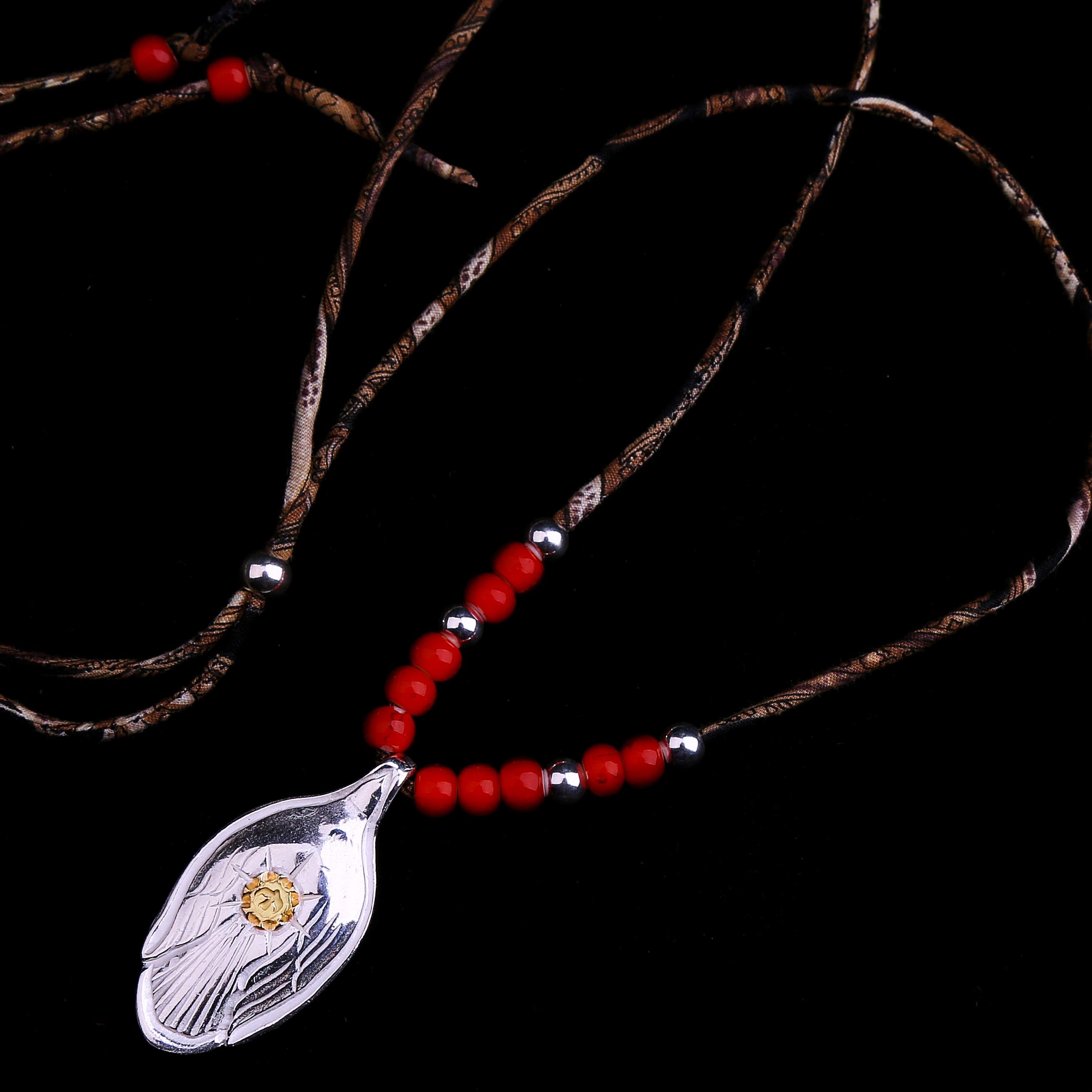 京牧 吊坠925银 超精工高桥银勺点铜百搭时尚汤勺手工民族风项链