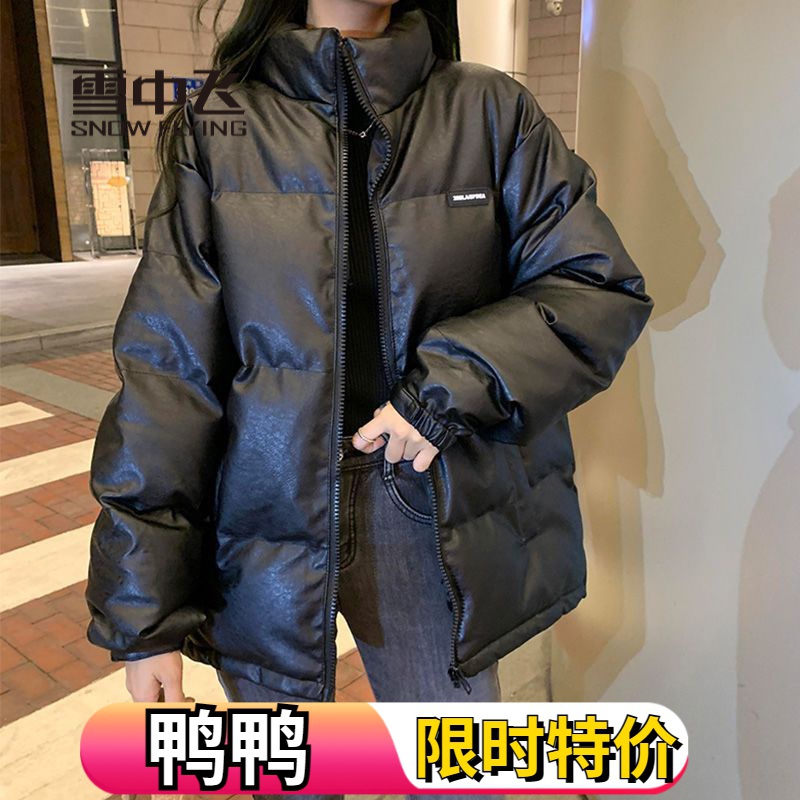 雪中飞羽绒服黑色羽绒服外套女2023年冬季新款设计感小众加厚