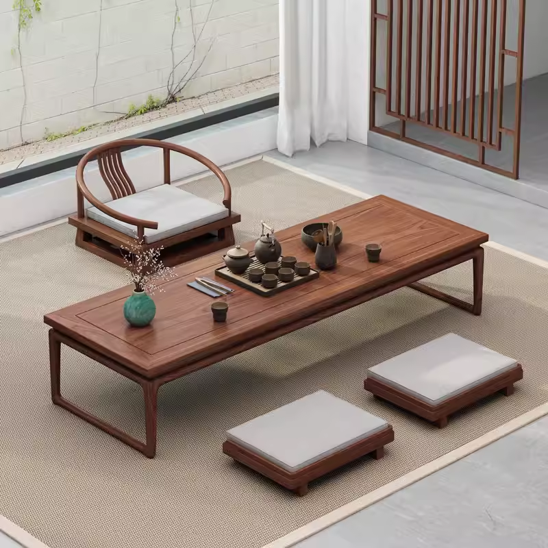 榻榻米茶桌地台桌茶几小矮桌炕桌实木定制仿古禅意日式飘窗木质桌