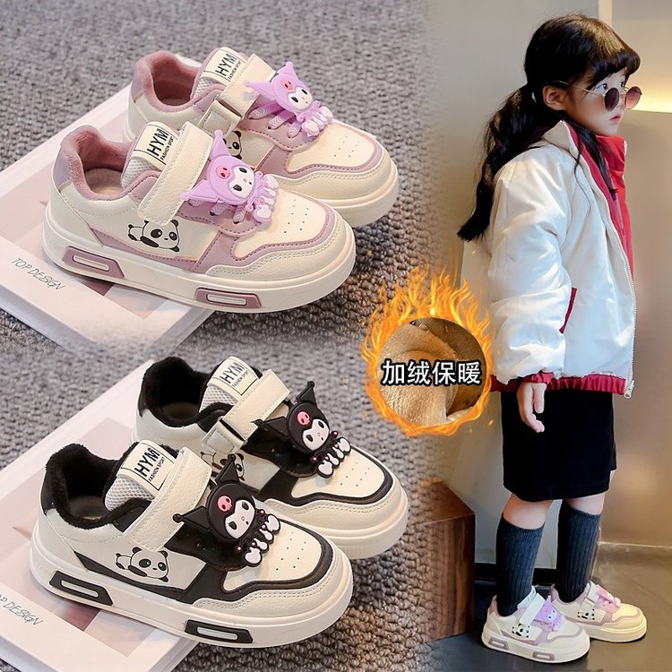 ABC女童板鞋2025新款秋季库洛米儿童板鞋女孩秋冬加绒爆款小白鞋 