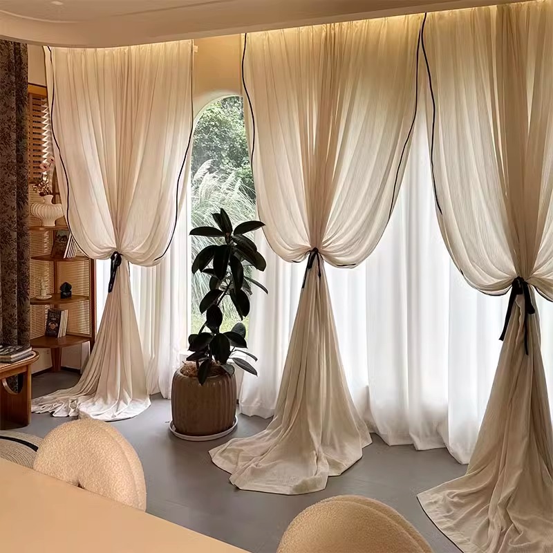 中古风奶油风法式复古独特不规则美感窗纱窗帘阳台客厅卧室 迷现