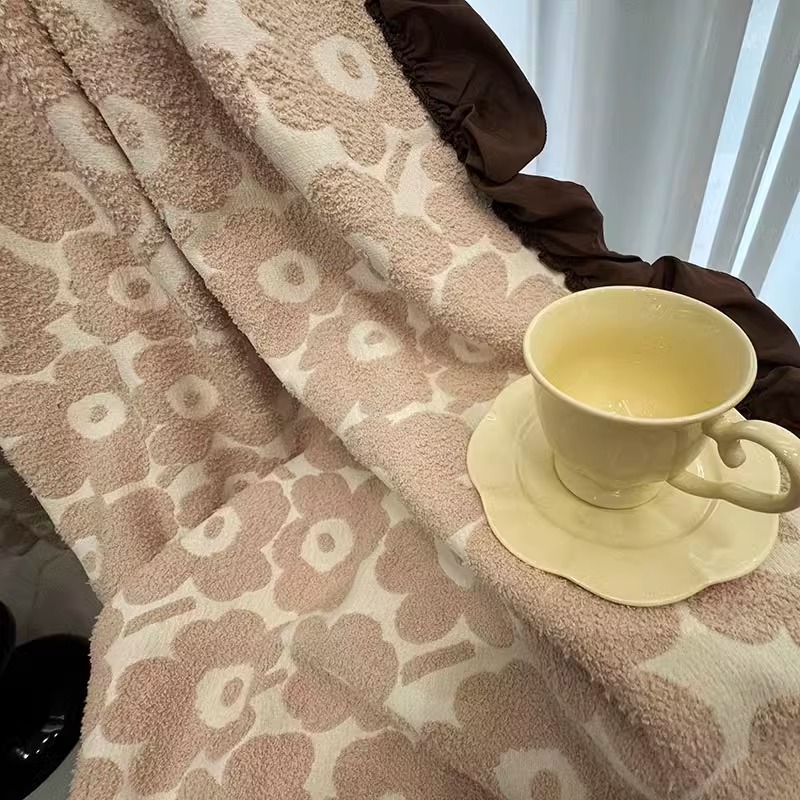 小香风中古风法式肉粉羊羔雪尼尔时尚卧室客厅阳台女孩房窗帘云洛