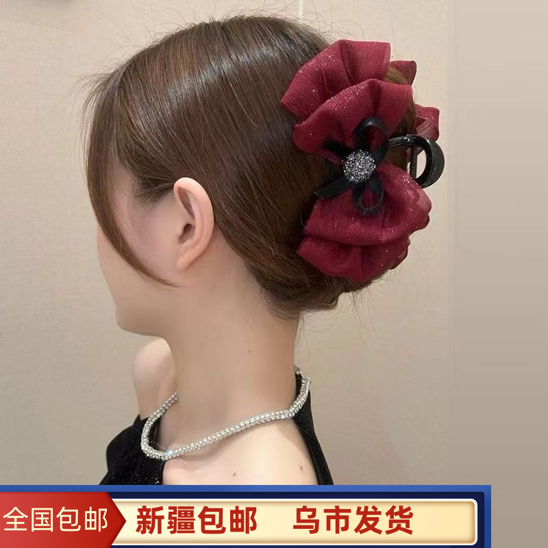 新疆包邮春季气质百搭浪漫温柔抓夹简约气质盘发后脑勺鲨鱼夹发饰