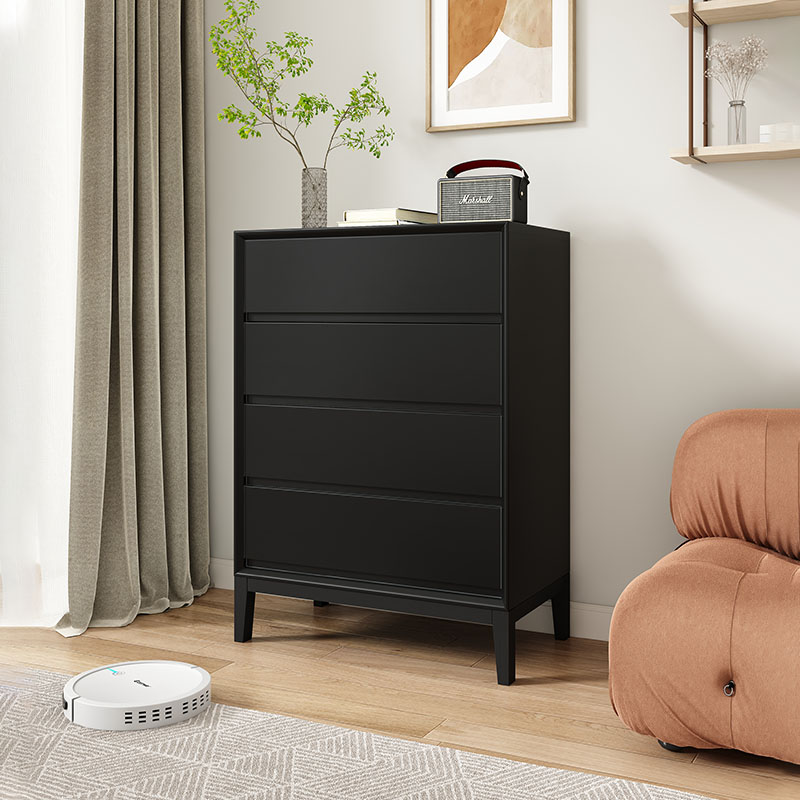 纯实木五斗柜极简卧室黑色白色储物收纳客厅家用大容量抽屉式置物