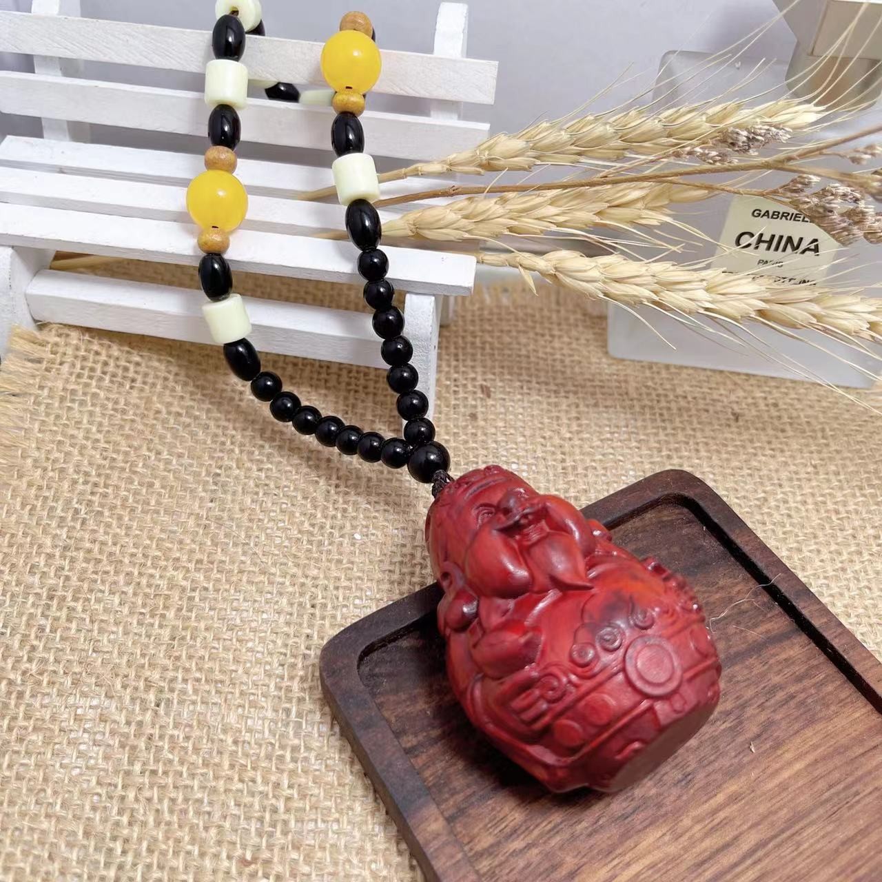 925银木质手链 （老银工厂店）S19 时尚精品小老头财神（花样发一