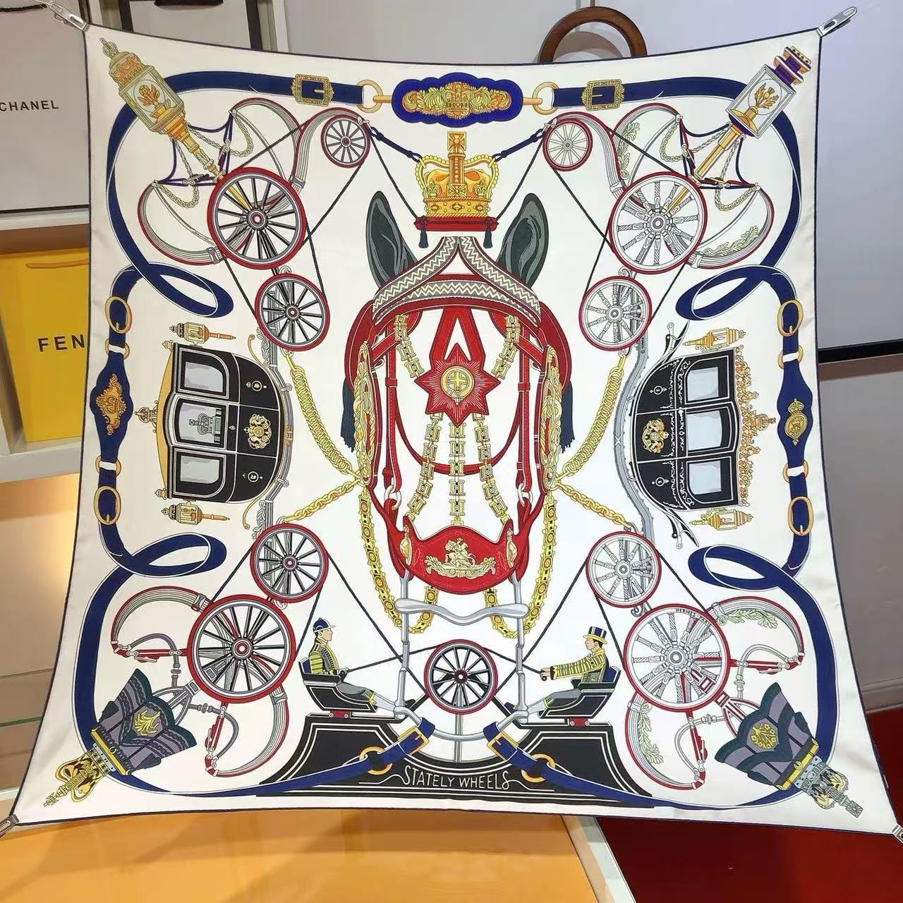 蔓雅【尊贵之轮】重磅18姆米90丝巾双面斜纹高级时尚简约