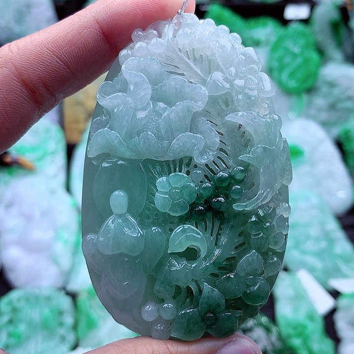 天然A货翡翠花鸟悟道
