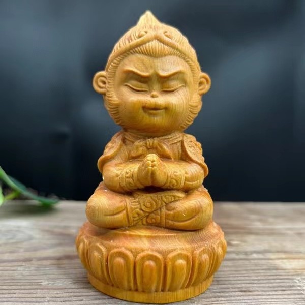 闽武艺雕 实木创意摆件 木质茶桌茶摆件 齐天大圣