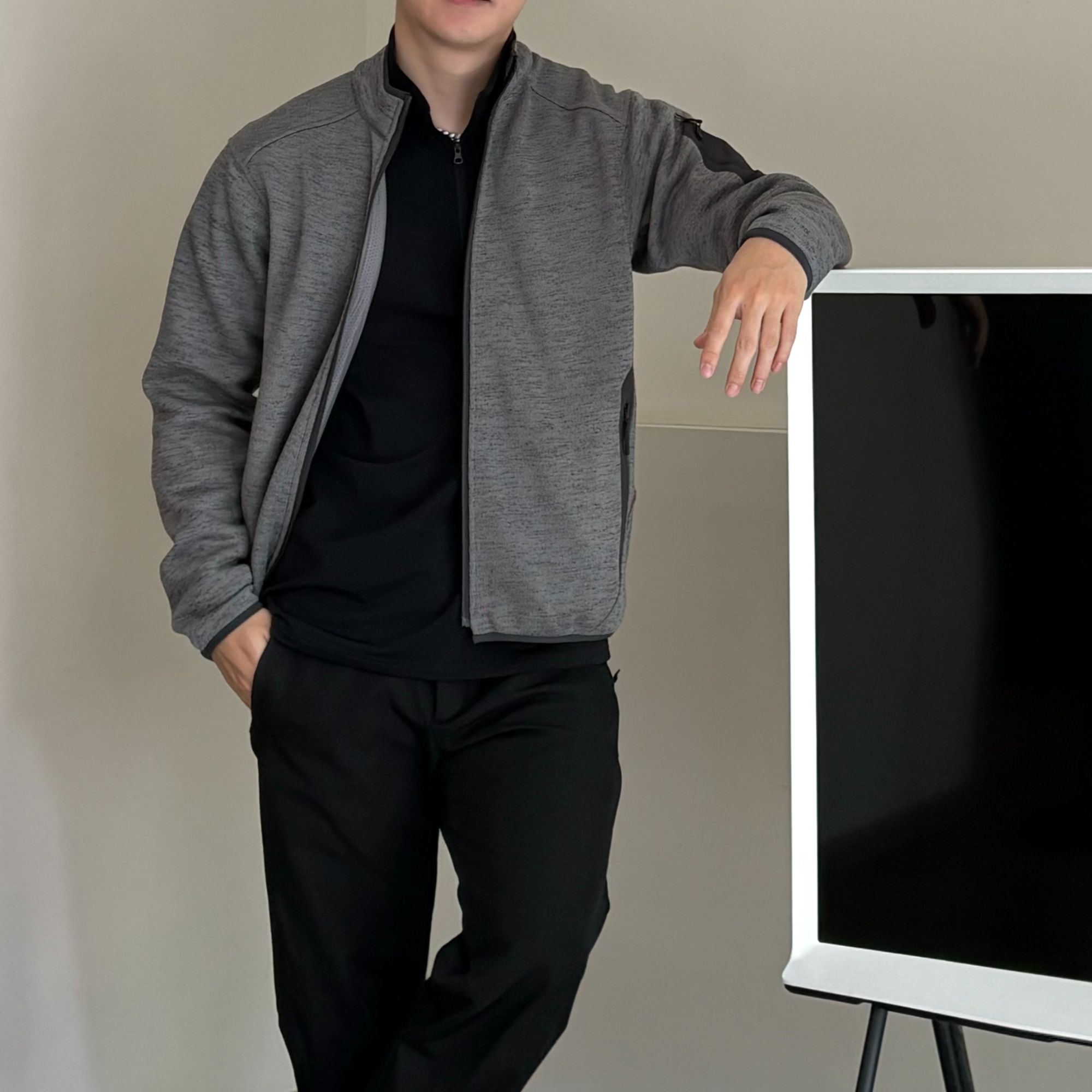 【GGG】Coverts冬季男士立领压胶针织加绒中间层保暖外套户外夹克