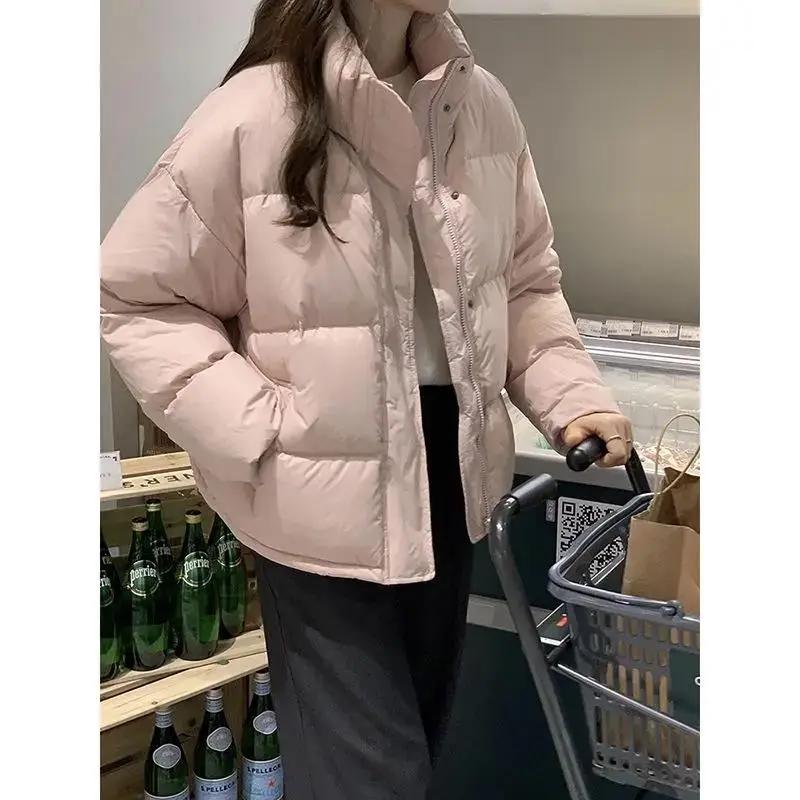 衣女小个子2023冬季羽服韩版宽松面包服加厚短款小袄外套时尚 羽