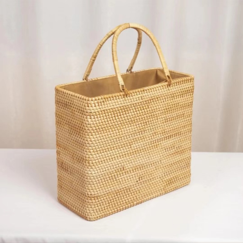 秋藤编手工编织长方形特大号收纳包超大手提包尺寸：40*17*35cm