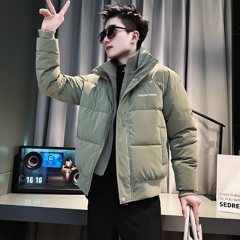 男士假两件棉服冬季保暖加厚短款棉衣2023新款高级感冬装立领外套