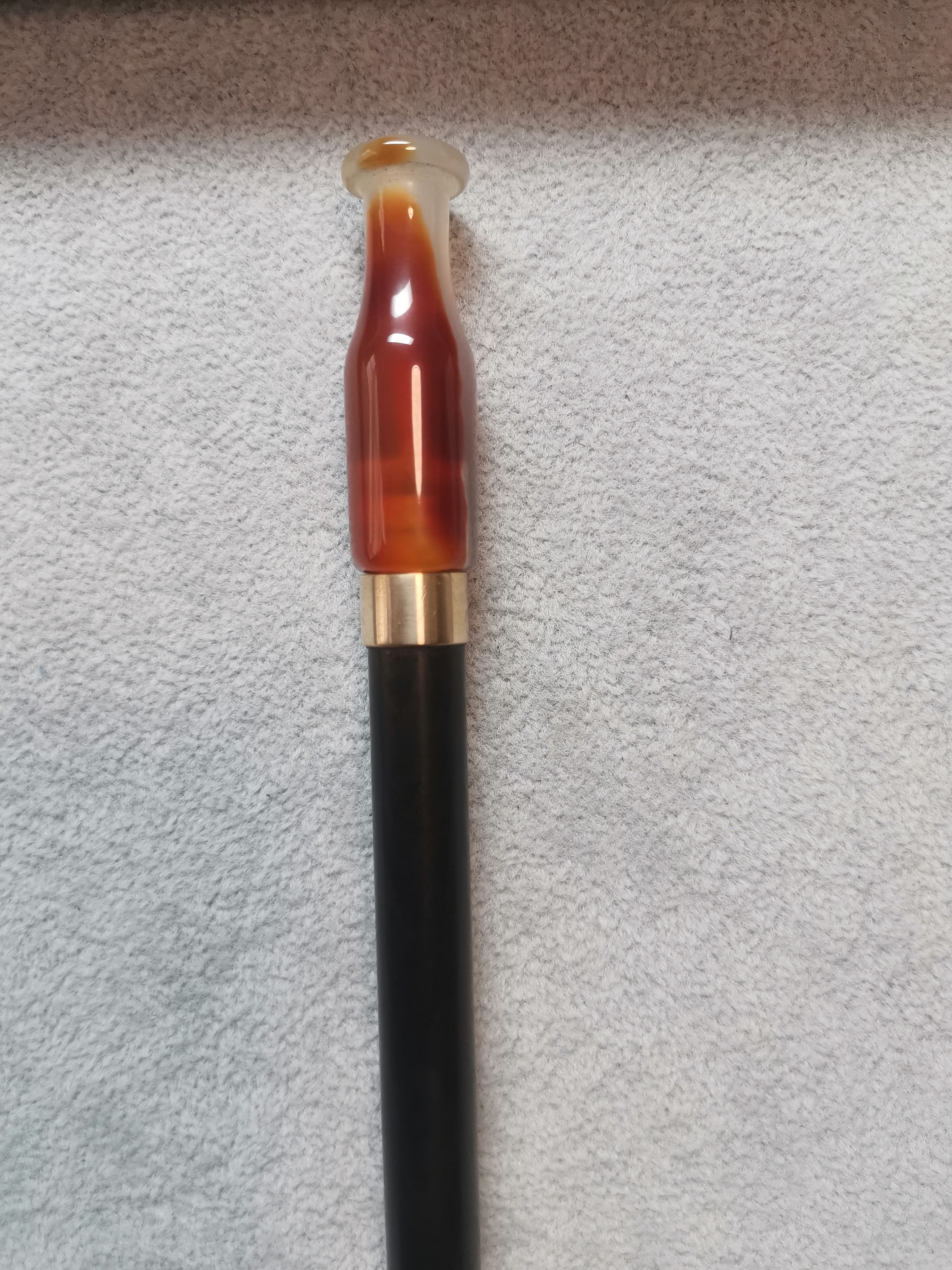 黄铜烟锅 玛瑙烟嘴 紫光檀烟杆
