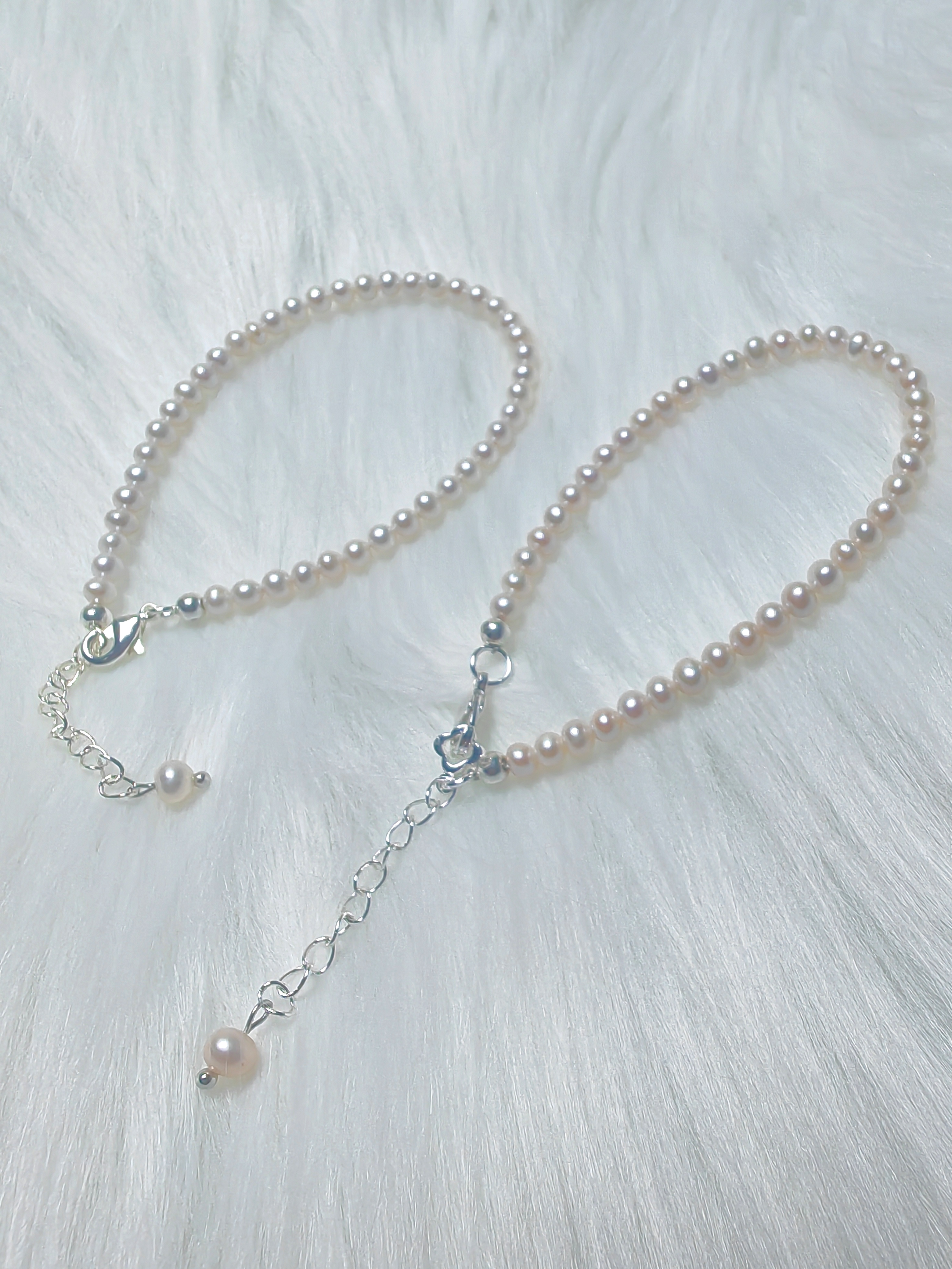 天然淡水珍珠2- 3-4mm近正圆简约mini小珍珠手链叠戴强光法式百搭