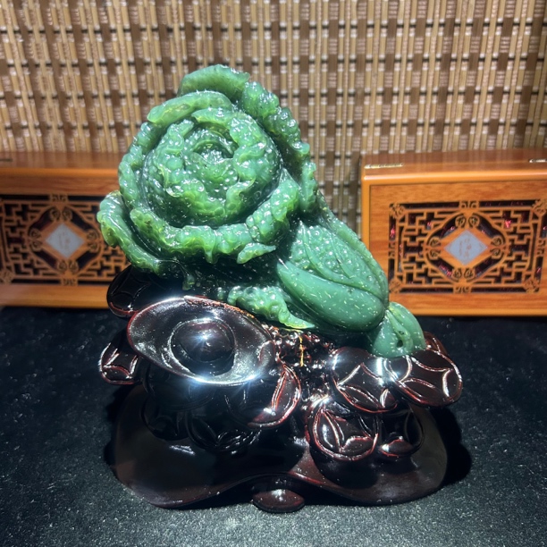 泰山玉白菜 扬州工艺 顺丰包邮 尺寸16厘米 高约16厘米（含坐）